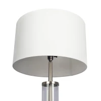 Echo Brushed Nickel Table Lamp with On/Off Switch, Clear Glass Body and Metal Base, 16" L x 16" W x 30" H, Silver+White(m-4)