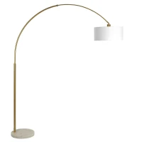 Ambient Arch Brass Floor Lamp with Large Linen Shade, Sophisticated Design, 69" L x 17" W x 84" H, Gold+White(m-2)