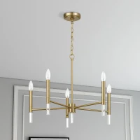 Courtyard Five Light Candle Light Chandelier with Elegant Design, Golden Brass Finish, 24" W x 24" L x 18" H, Clear+Gold(m-1)