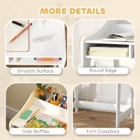 Qaba Kids Desk and Chair Set with Storage, Shelves for Bedroom, 3-8 Years Old, White(m-7)