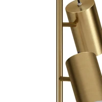 Elegant Brassed Floor Lamp with Triple Spot Design, Rotary Switch, Sleek Metal Block Base, Ideal for Home Decor, 6" L x 18" W x 63" H, Gold(m-6)