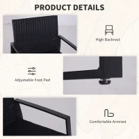 Outsunny 3 Pieces Wicker Patio Furniture Set, Rattan Bistro Set with Glass Top Coffee Table and Cushions, Outdoor Conversation Set for Garden, Porch, Balcony, Black(m-6)