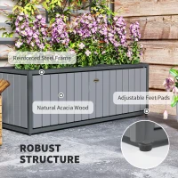 Outsunny Wooden Raised Garden Bed with Trellis, Removable Pots, for Backyard, Patio, Balcony, 29" x 11" x 52", Gray(m-5)
