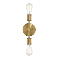 Elegant Double Lights Wall Sconce with Golden Accents, Clear Glass, Ideal for Bedroom, Hallway, Entryway, 5" L x 5" W x 11" H, Clear+Gold