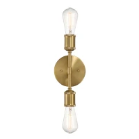 Elegant Double Lights Wall Sconce with Golden Accents, Clear Glass, Ideal for Bedroom, Hallway, Entryway, 5" L x 5" W x 11" H, Clear+Gold(m-2)