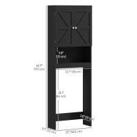 HOMCOM Over The Toilet Cabinet, Modern Bathroom Above Toilet Storage with Barn Doors and Open Shelf, Black(m-3)