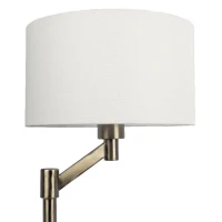 Brushed Nickel Table Lamp with On/Off Switch, Curved Metal Base, Linen Shade, Ideal for Home Decor, 11" L x 11" W x 19" H, Silver+White(m-3)