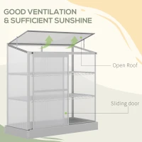 Outsunny Aluminum Cold Frame Greenhouse, Raised Planter Bed Protection with Openable Top and 2 Shelves for Outdoor Indoor(m-5)
