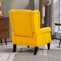 HOMCOM Wingback Accent Chair for Living Room, Button-Tufted Lounge Chair with Round Armrests and Wood Legs, Yellow(m-9)