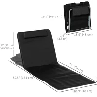 Outsunny 2 Pieces Beach Lounge Chair, Outdoor Folding Chaise Lounge Set w/ Pillow for Sunbath, Snap, Black(m-3)