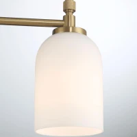 Meadows Three-Light Vanity Bathroom Wall Light with White Frosted Glass, Brushed Gold Finish, 20.5"W × 10.1"H × 5.5"E, Gold+White(m-6)