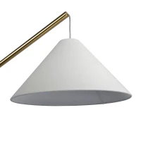 Lisbon Floor Lamp with On/Off Switch, Coned Base, Hanging White Fabric Shade, 41" L x 15" W x 67" H, Antique Brass+White(m-4)