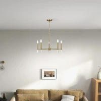 Courtyard Five Light Candle Light Chandelier with Elegant Design, Golden Brass Finish, 24" W x 24" L x 18" H, Clear+Gold(m-4)