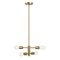 Trellis Four-Light Modern Gold Chandelier with Elegant Design, Vintage Pendant Fixture for Living Room, Dining, Kitchen, 15" L x 11" W x 7.5" H, Clear+Gold(m-4)