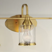 Twilight Three-Light Vanity Light with Contemporary Design, Brushed Gold Finish, Clear Glass, 7.5" L x 22" W x 10" H, Clear+Gold(m-6)