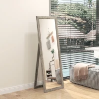 HOMCOM 58" x 20" Floor Standing Mirror, Full Body Mirror for Bedroom, Living Room, Grey Wood Grain(m-9)