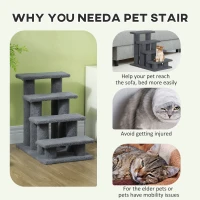 PawHut 4-Step Multi-Level Carpeted Cat Scratching Post Pet Stairs, Grey(m-6)