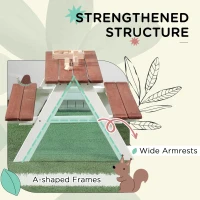 Outsunny Kids Outdoor Table Set Wooden Toddler Picnic Table and Benches for 4 Kids 3-8 Years, Easy Installation, Natural Wood(m-7)