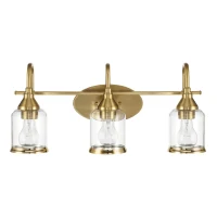 Twilight Three-Light Vanity Light with Contemporary Design, Brushed Gold Finish, Clear Glass, 7.5" L x 22" W x 10" H, Clear+Gold(m-2)