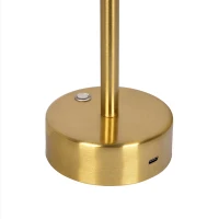 Rechargeable LED Table Lamp with Touch Switch, Plated Brass Finish, Nightstand Lamp for Bedroom, 5" L x 5" W x 10.5" H, Antique Brass+Gold(m-5)