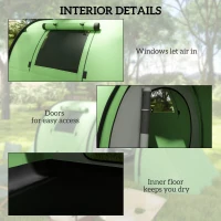 Outsunny 3-4 Person Camping Tent with 2 Rooms, 3000mm Waterproof Portable Family Tent with Carry Bag, Dark Green(m-6)