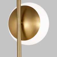Ethereal Modern Brass Table Lamp with White Glass Globe Shade, Cozy Ambient Lighting, 6" L x 9" W x 22.0" H, Gold+White(m-6)