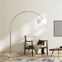 Ambient Arch Brass Floor Lamp with Large Linen Shade, Sophisticated Design, 69" L x 17" W x 84" H, Gold+White(m-4)