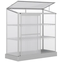 Outsunny Aluminum Cold Frame Greenhouse, Raised Planter Bed Protection with Openable Top and 2 Shelves for Outdoor Indoor(m-2)