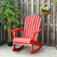 Outsunny Wooden Adirondack Rocking Muskoka Chair with Slatted Wooden Design, Fanned Back and Classic Rustic Style, Red(m-12)