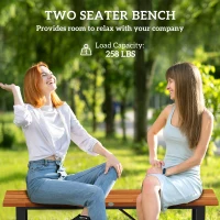 Outsunny Outdoor Bench, 2-Person Backless Garden Bench, Acacia Wood Patio Bench Loveseat with Slatted Seat for Porch, Park, Teak(m-8)