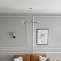 Jewel Four-Light Modern Farmhouse Chandelier with Clear Glass, Ceiling Hanging Light Fixture for Kitchen Island Dining Room, 36" L x 20" W x 8" H, Clear+Gold(m-4)