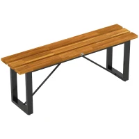 Outsunny Outdoor Bench, 2-Person Backless Garden Bench, Acacia Wood Patio Bench Loveseat with Slatted Seat for Porch, Park, Teak(m-11)