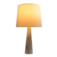 Table Lamp with On/Off Switch, Faux Marble Base, Fabric Shade, Perfect for Living Room, Bedroom, Office, 14" L x 14" W x 25" H, Gold+White(m-3)