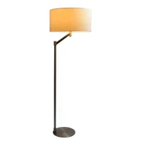 Serene Brushed Nickel Floor Lamp with Rotary Switch, Metal Base, White Linen Shade, 20" L x 20" W x 61" H, White(m-3)