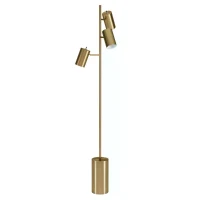 Elegant Brassed Floor Lamp with Triple Spot Design, Rotary Switch, Sleek Metal Block Base, Ideal for Home Decor, 6" L x 18" W x 63" H, Gold