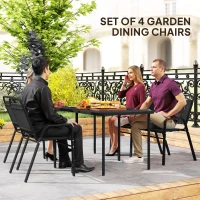 Outsunny Stackable Outdoor Dining Chairs Set of 4, for Patio, Balcony, Deck, Garden, Black(m-4)