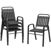 Outsunny Stackable Outdoor Dining Chairs Set of 4, for Patio, Balcony, Deck, Garden, Black(m-11)