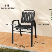 Outsunny Stackable Outdoor Dining Chairs Set of 4, for Patio, Balcony, Deck, Garden, Black(m-3)