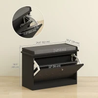 HOMCOM Shoe Storage with Seat, Upholstered Hallway Bench, Shoe Bench with Flip Drawer, Adjustable Shelf for 6 Pairs of Shoes(m-3)