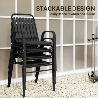 Outsunny Stackable Outdoor Dining Chairs Set of 4, for Patio, Balcony, Deck, Garden, Black(m-5)