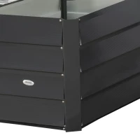 Outsunny 45" x 45" x 17" L-Shaped Galvanized Steel Raised Garden Bed for Vegetables, Flowers, Herbs, Dark Grey(m-10)