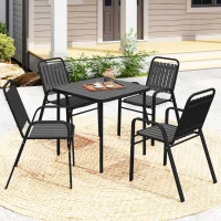 Outsunny Stackable Outdoor Dining Chairs Set of 4, for Patio, Balcony, Deck, Garden, Black(m-8)