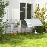 PawHut 87" Small Animal Cage with Roof, Indoor/Outdoor Use,  for Chicken, Rabbits, Chinchillas, Silver(m-1)