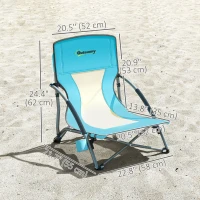 Outsunny Set of 2 Folding Beach Chairs with Mesh Back, Carry Bag and Cup Holder for Outdoor Camping Lawn, 22.8" x 21.7" x 24.4"(m-3)