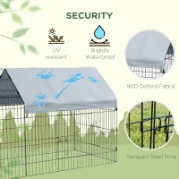 PawHut 87" Small Animal Cage with Roof, Indoor/Outdoor Use,  for Chicken, Rabbits, Chinchillas, Silver(m-9)