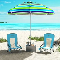 Outsunny Set of 2 Folding Beach Chairs with Mesh Back, Carry Bag and Cup Holder for Outdoor Camping Lawn, 27.6" x 22.8" x 31.1"(m-8)