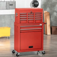 DURHAND 6-Drawer Tool Chest Set with 4 Wheels, Lockable Rolling Tool Box and Storage Cabinet for Garage Factory Workshop, Red(m-1)