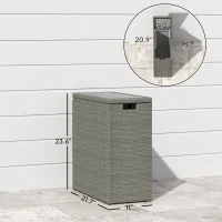 Outsunny 17-Gallon Small Deck Box, Wicker Outdoor Storage Box with Acacia Wood Top for Patio Cushions and Garden Tools, Gray(m-3)