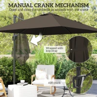 Outsunny 8'x8' Square Patio Hanging Offset Umbrella, Outdoor Cantilever Parasol w/ Cross Base, Tan(m-6)