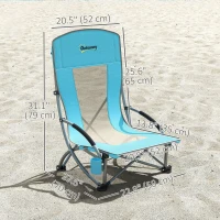 Outsunny Set of 2 Folding Beach Chairs with Mesh Back, Carry Bag and Cup Holder for Outdoor Camping Lawn, 27.6" x 22.8" x 31.1"(m-3)